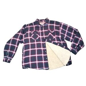 Wrangler Buffalo Plaid Sherpa Fleece Lined Flannel Jacket Shacket Coat Men 2XL